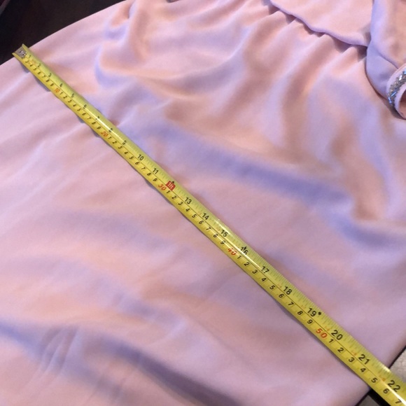 BCBG Chevron silver bead detailed sleeveless chiffon ballet slipper pink gown - Picture 14 of 14